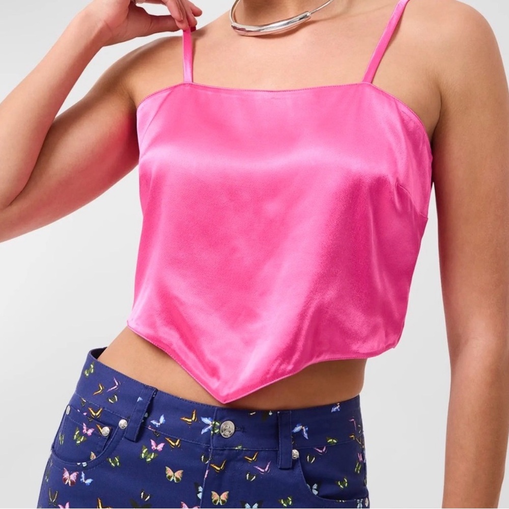 Sincerely Jules Fuchsia Satin Crop top